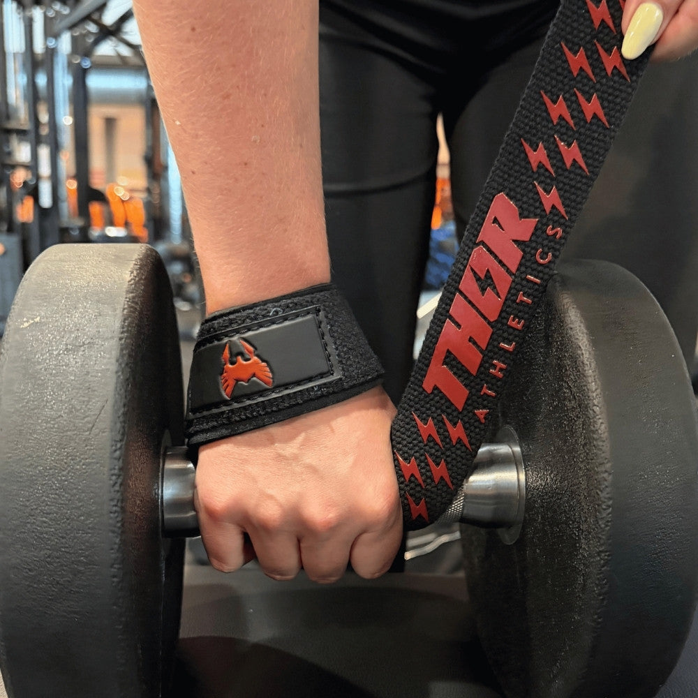 Beste Lifting Straps Extra Grip Zwat met Rood kopen